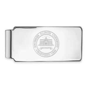 10k White Gold Southern Illinois U Crest Money Clip